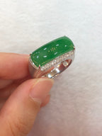 Green Jade Saddle Ring