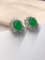 Icy Green Jade Cabochons Earrings