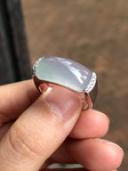Icy Lavender with Green Jade Saddle Ring