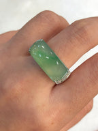 Icy Green Jade Saddle Ring