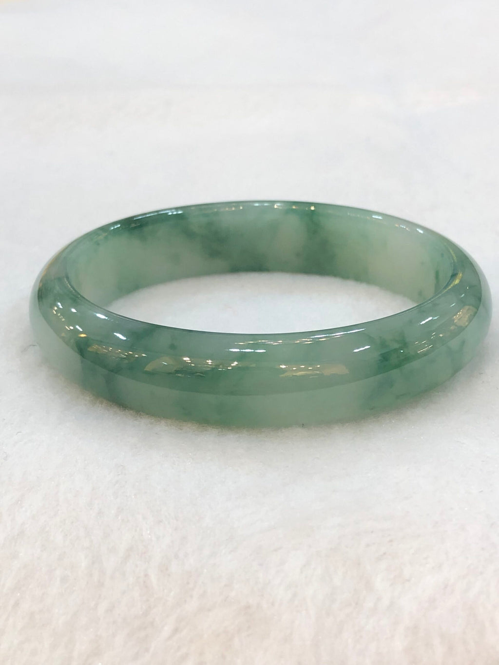 Icy Bluish Green Floral Jade Bangle