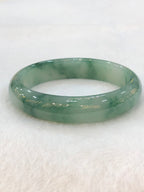 Icy Bluish Green Floral Jade Bangle