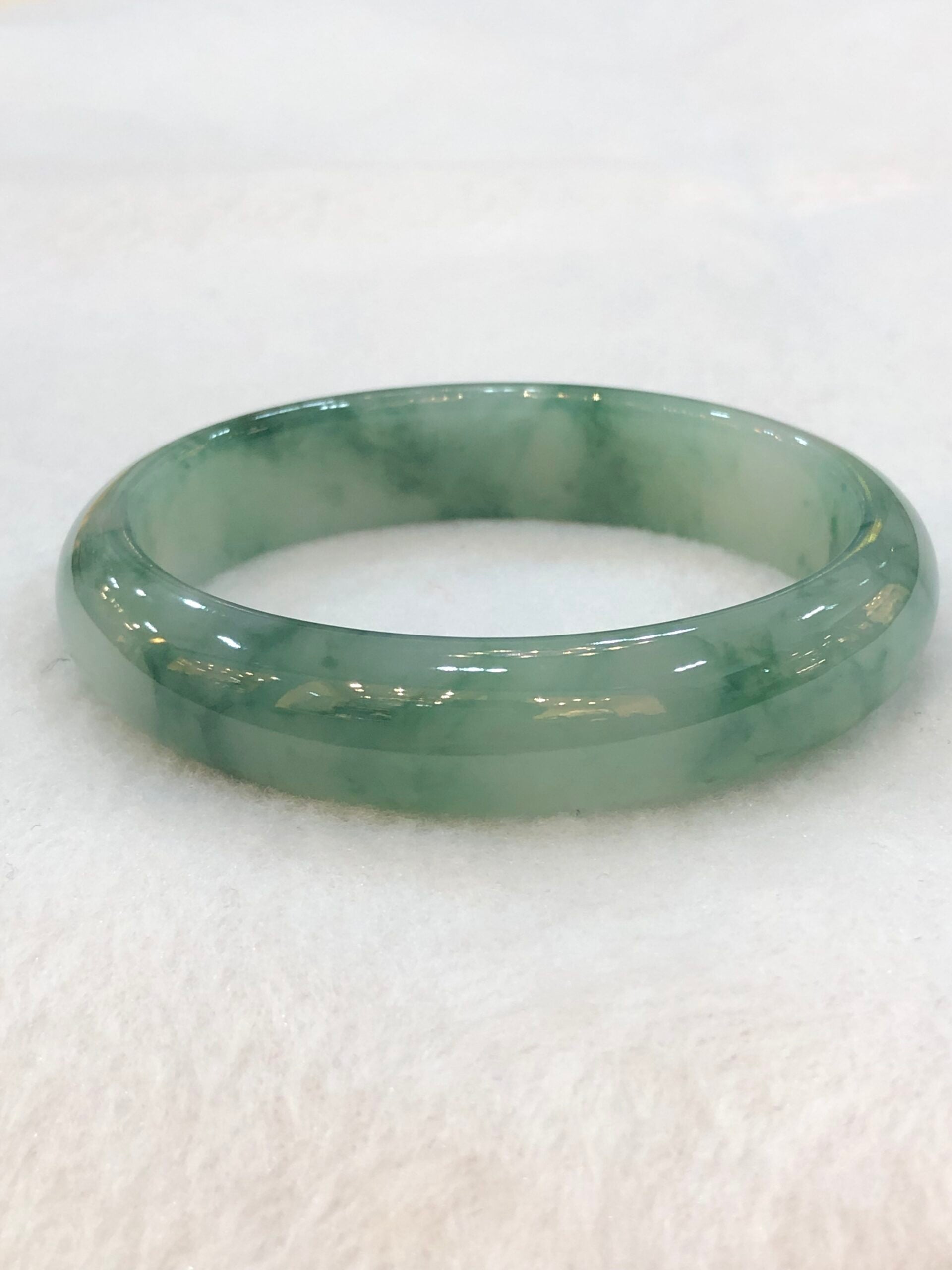 Icy Bluish Green Floral Jade Bangle