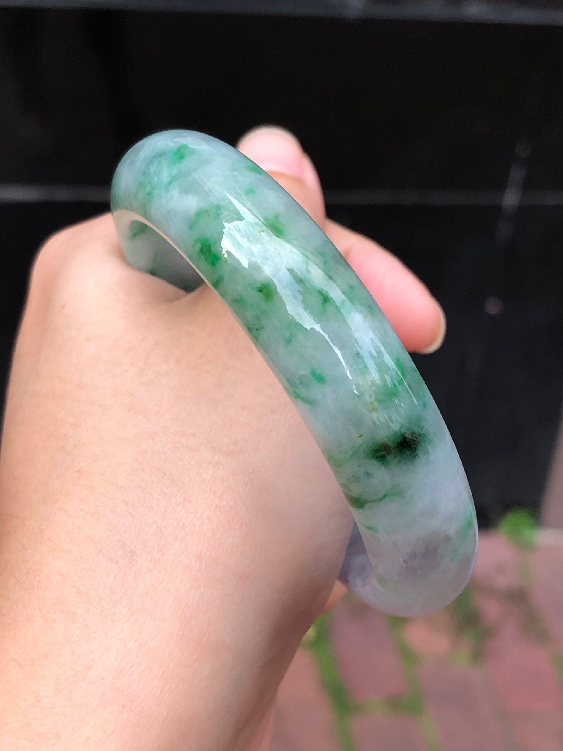 Green with Lavender Jade Bangle