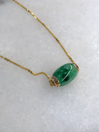 Green Jade Barrel(with 18K gold chain)