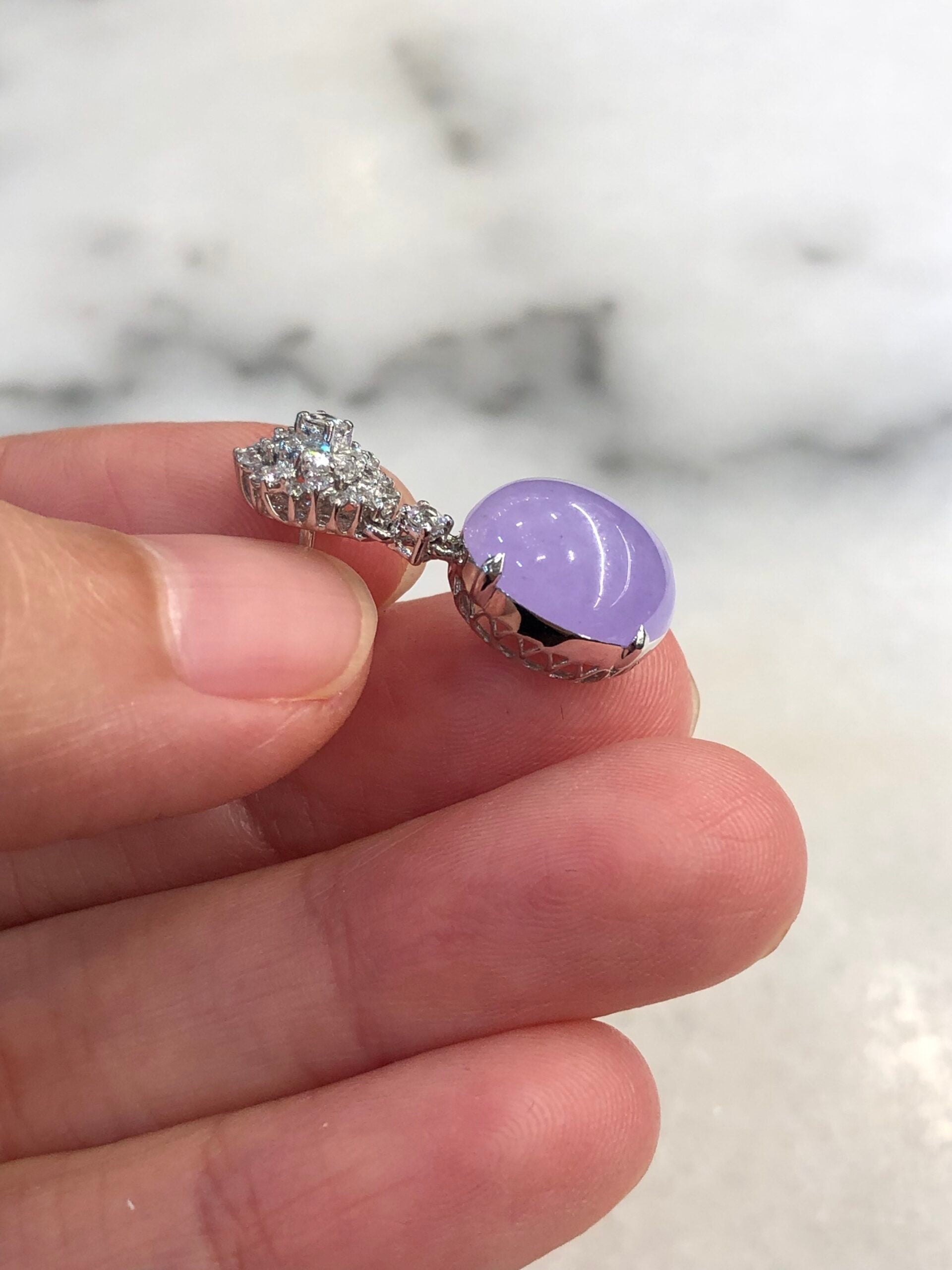 Icy Lavender Jade Cabochons Earrings