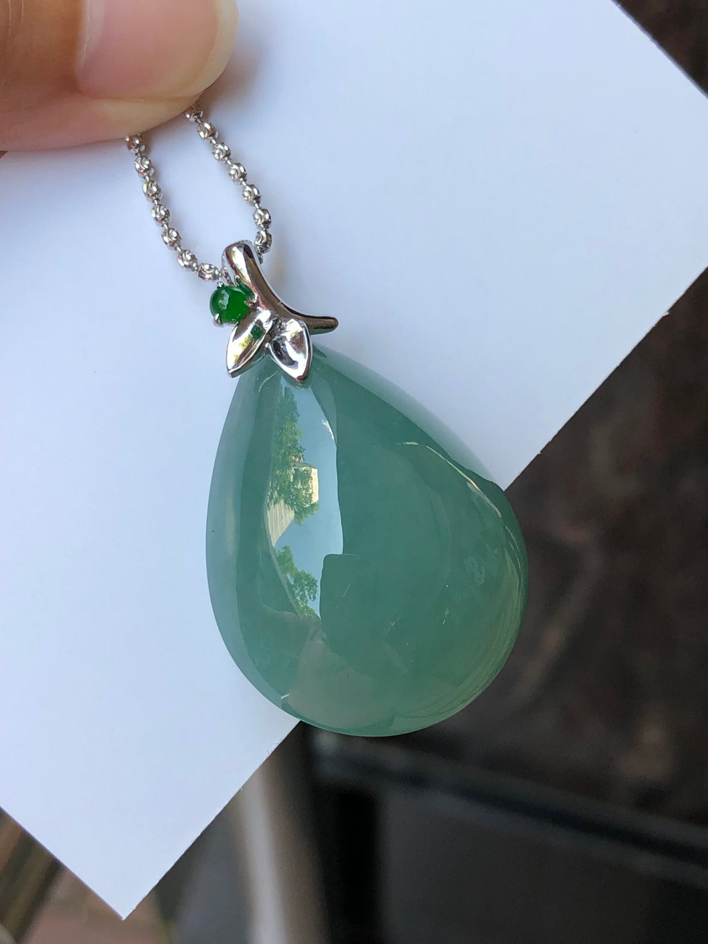 Bluish Green Jade Dewdrop Pendant
