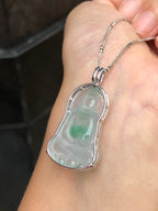 Icy Green Jade Guan Yin Pendant