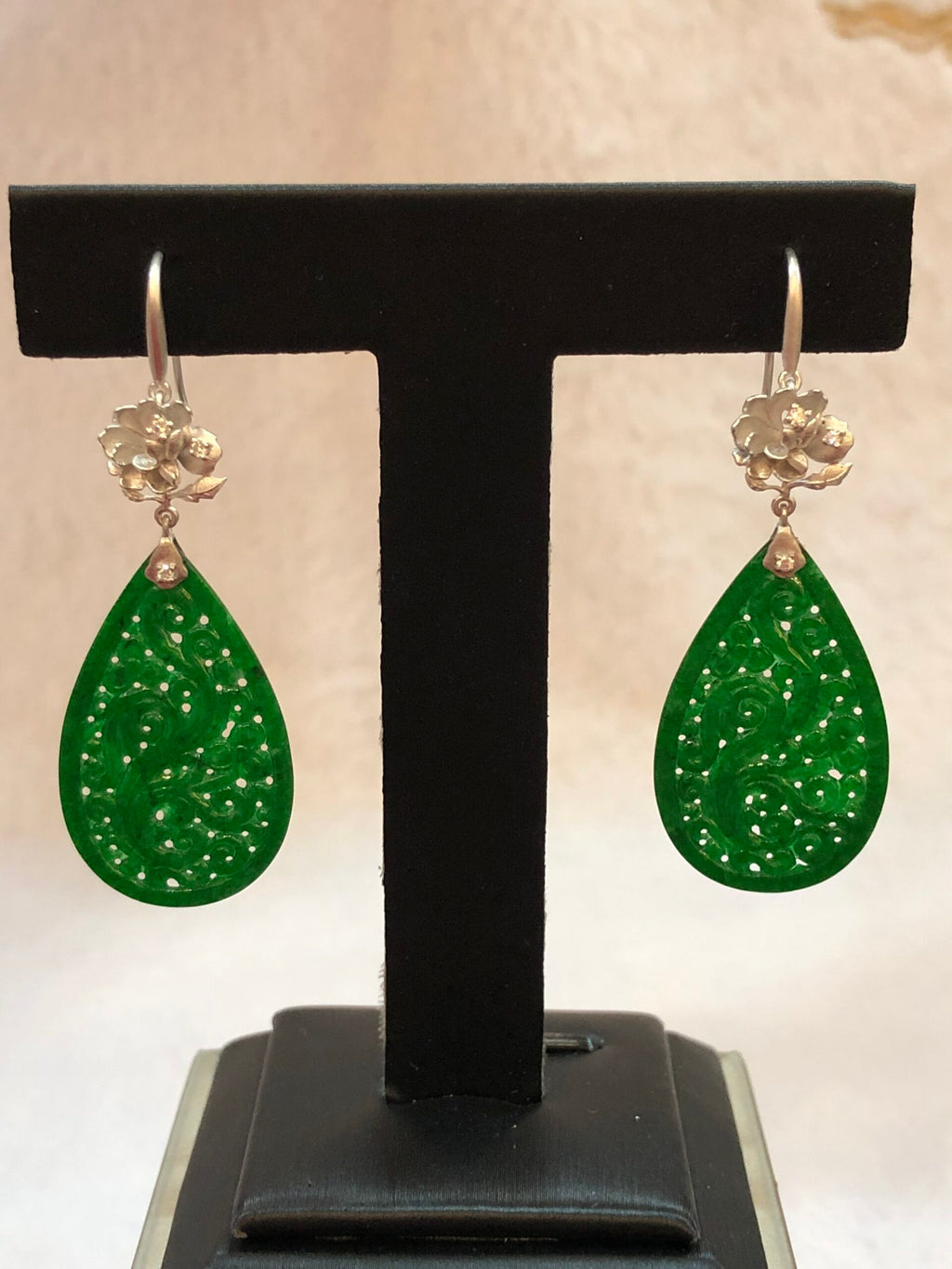 Green Jade Water-Drop Earrings