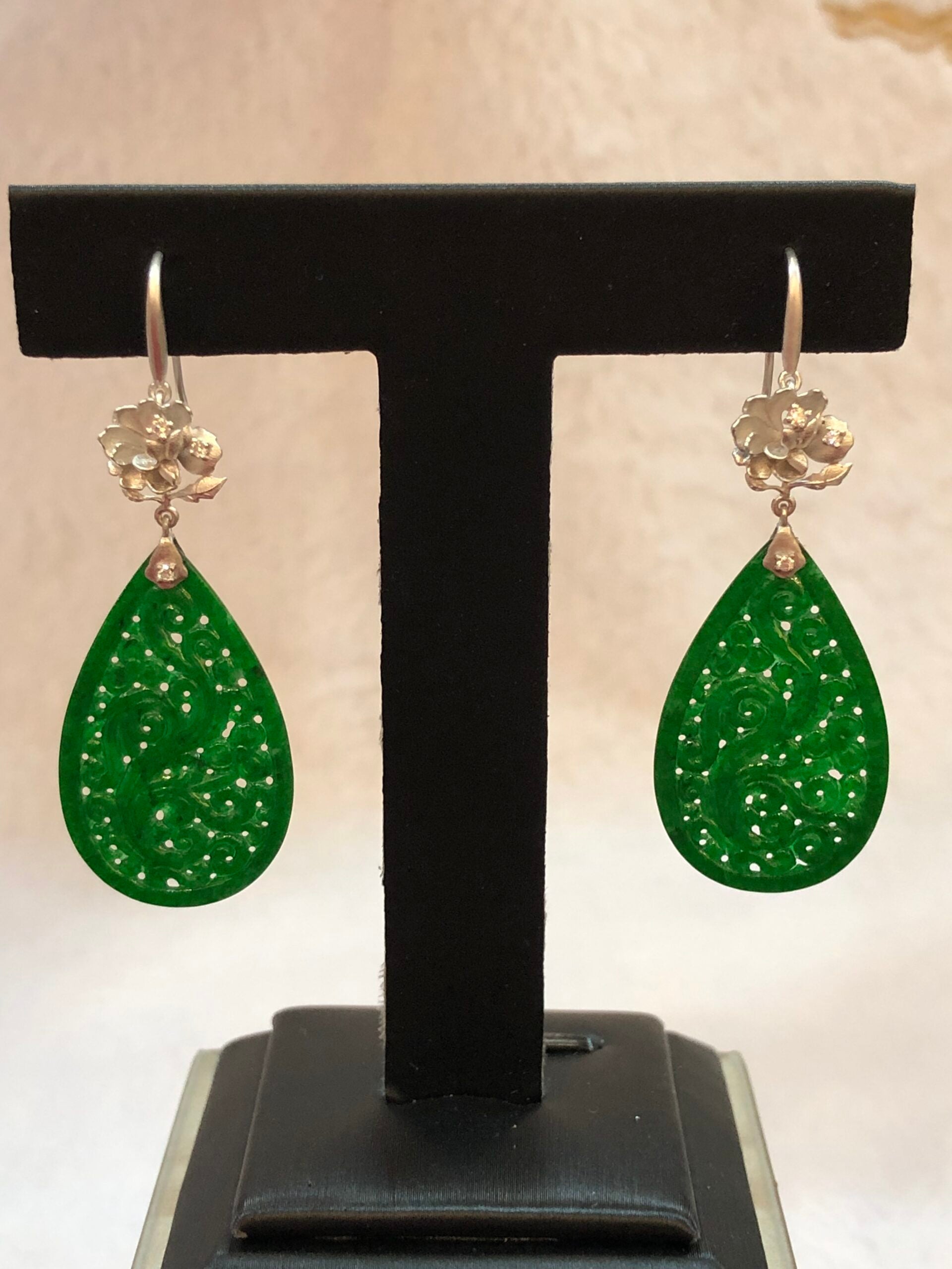 Green Jade Water-Drop Earrings