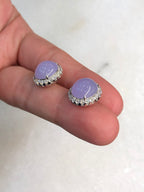Natural Type A Icy Lavender Cabochon Jadeite Earring