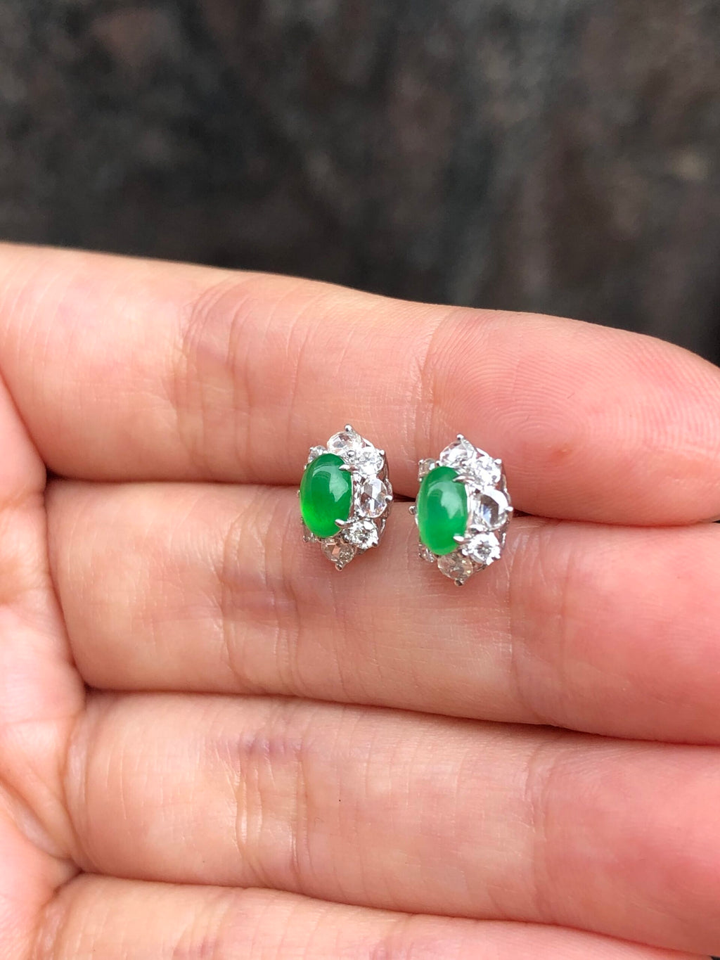 Icy Green Jade Cabochons Earrings