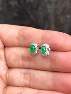 Icy Green Jade Cabochons Earrings