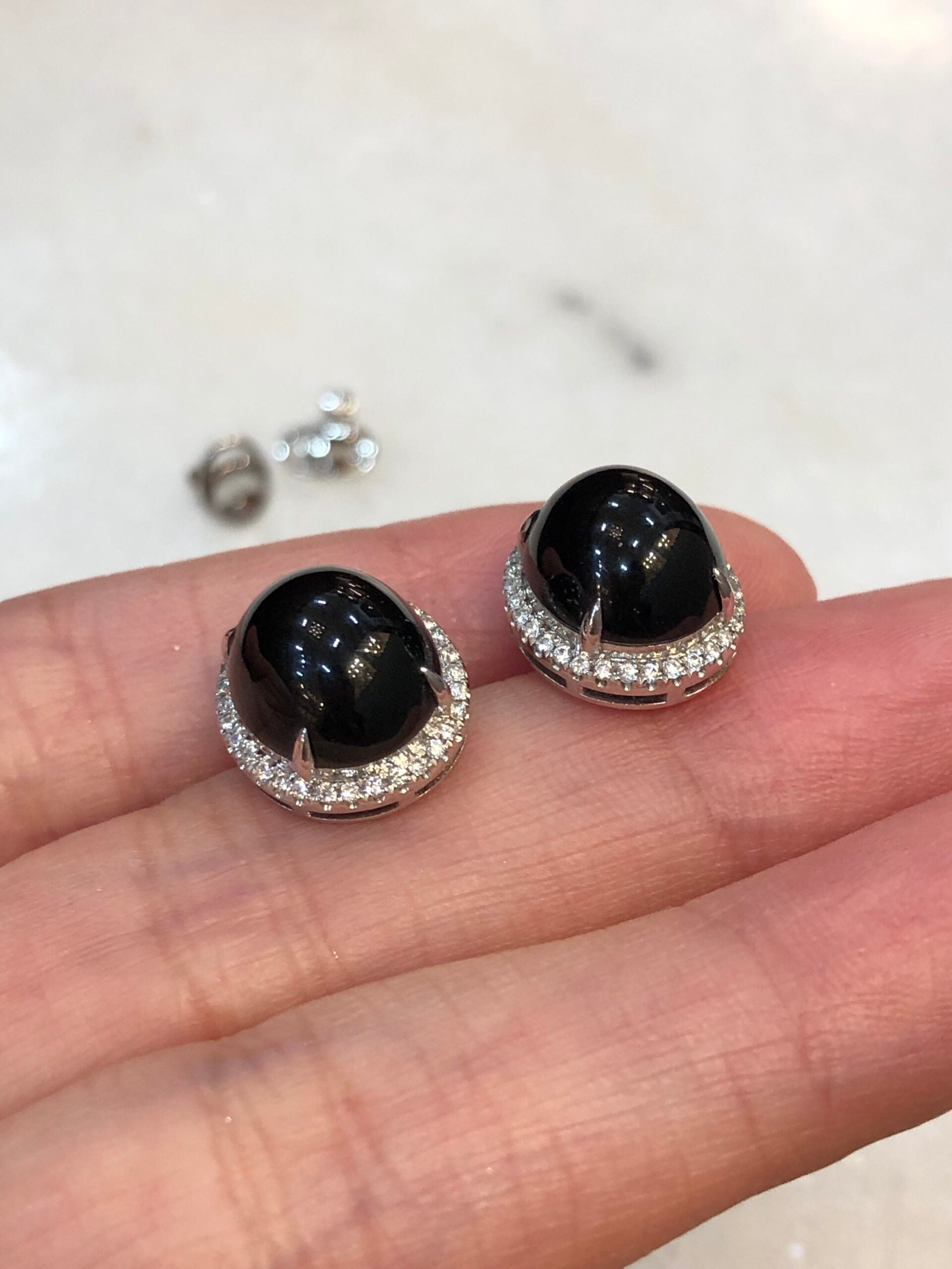 Mo Cui Jade Cabochons Earrings