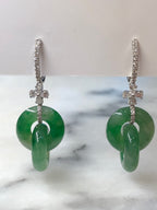 Icy Green Jade Double Loops Earrings