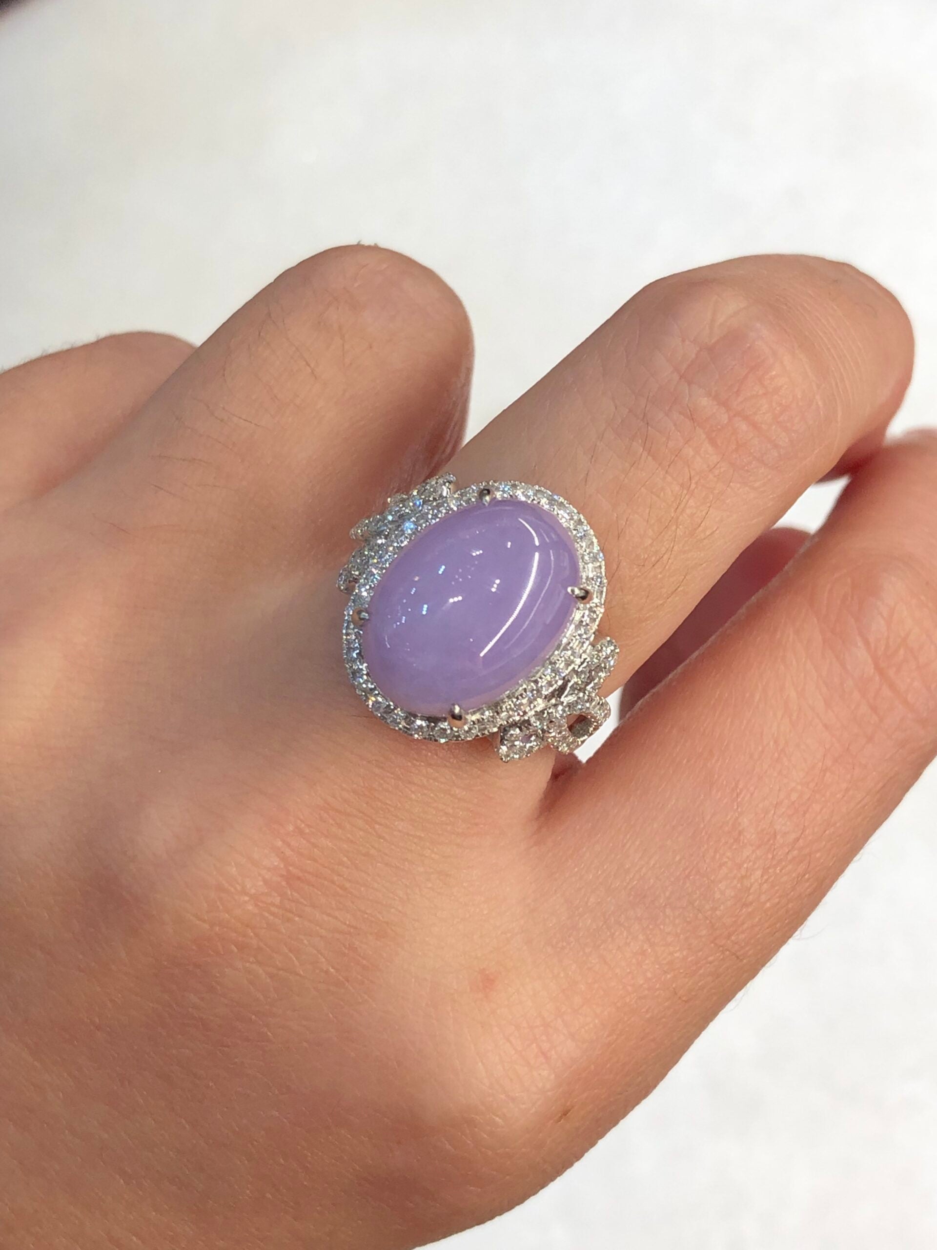 Lavender Jade Cabochon Ring
