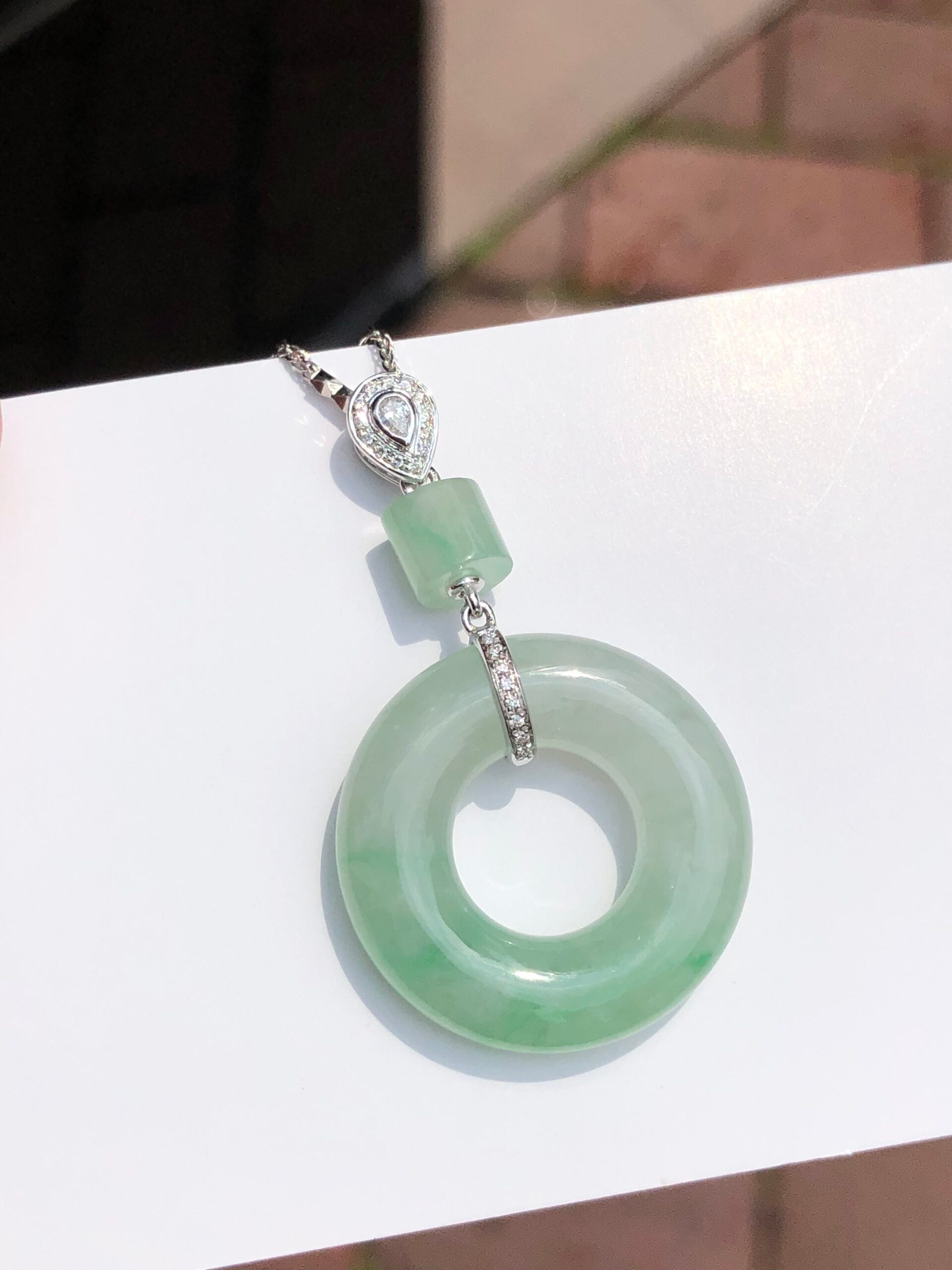 Icy Green Jade Donut Pendant
