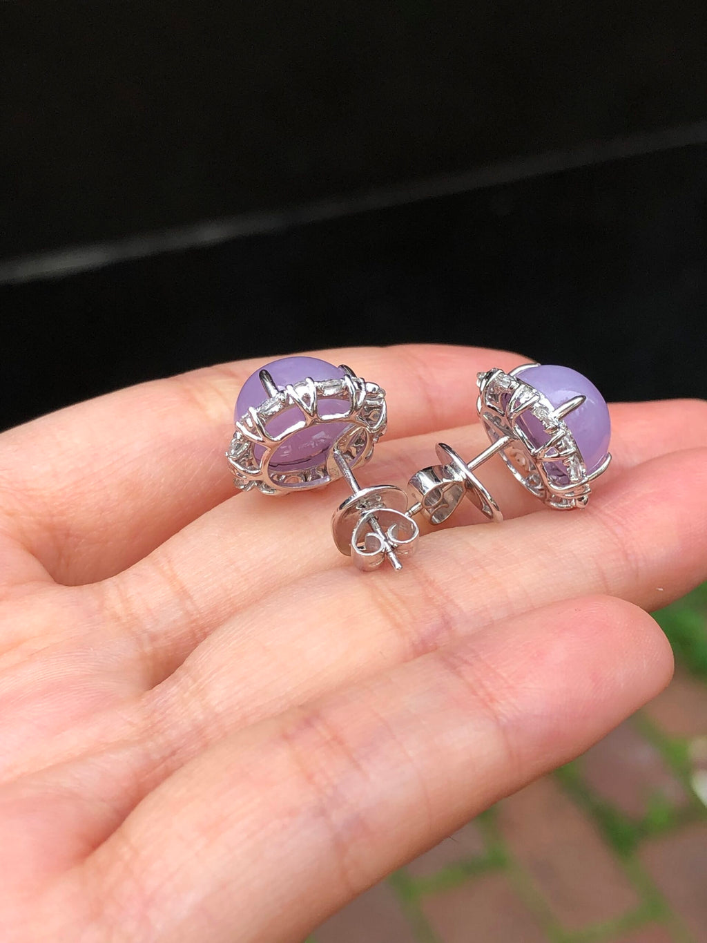 Lavender Jade Cabochons Earrings