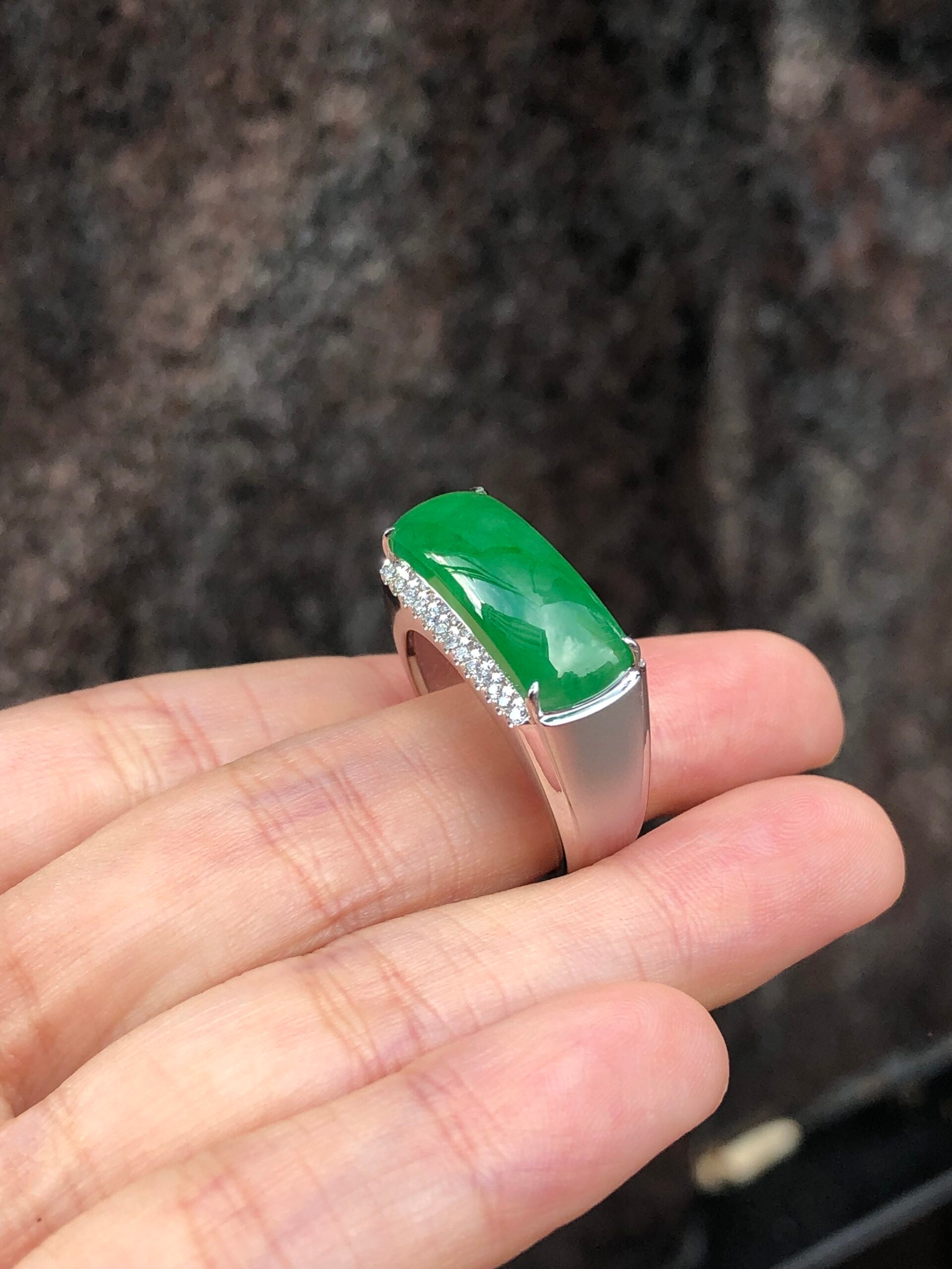 Green Jade Saddle Ring