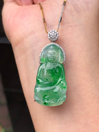 Icy Green Jade Guan Yin Pendant