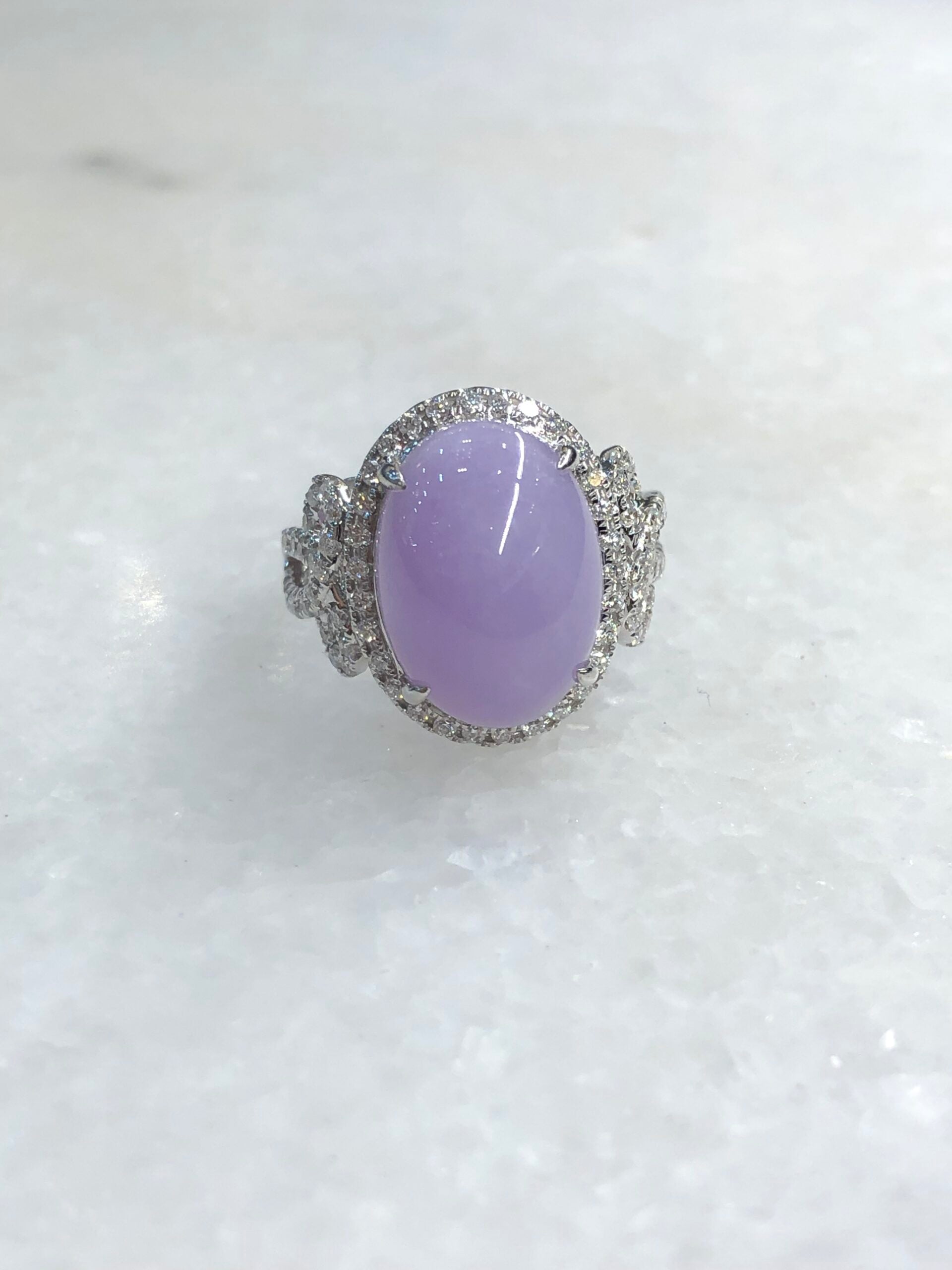 Lavender Jade Cabochon Ring