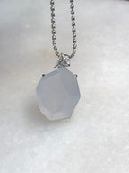 Natural Type A icy white faceted jadeite pendant in 18K white gold and natural diamonds | ClassicJade Singapore