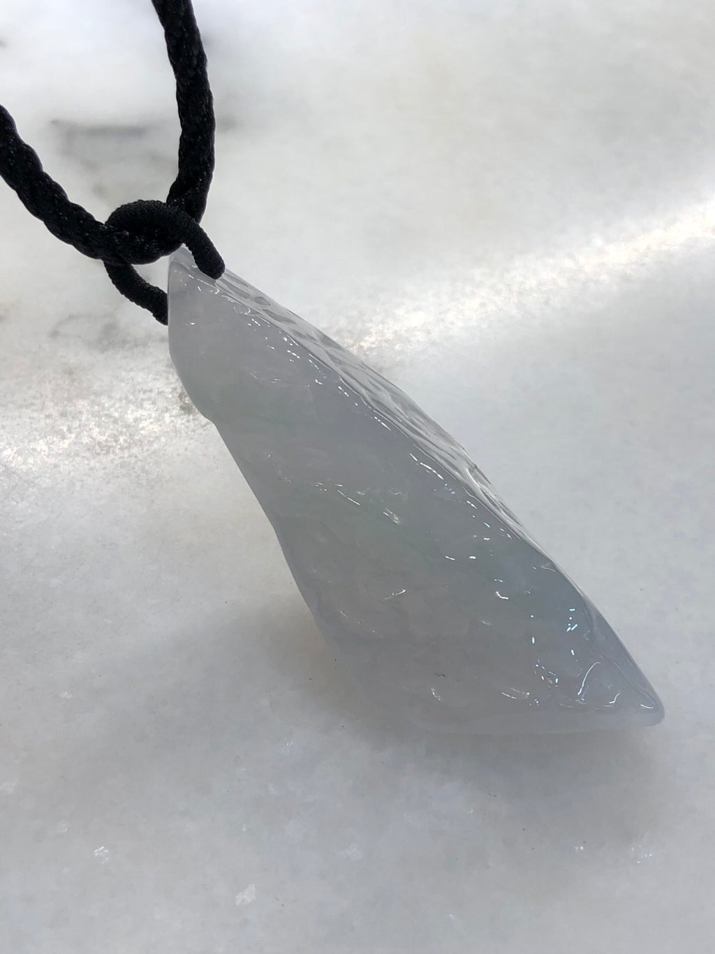 Icy White Jade Freeform Pendant