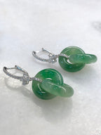 Icy Green Jade Double Loops Earrings