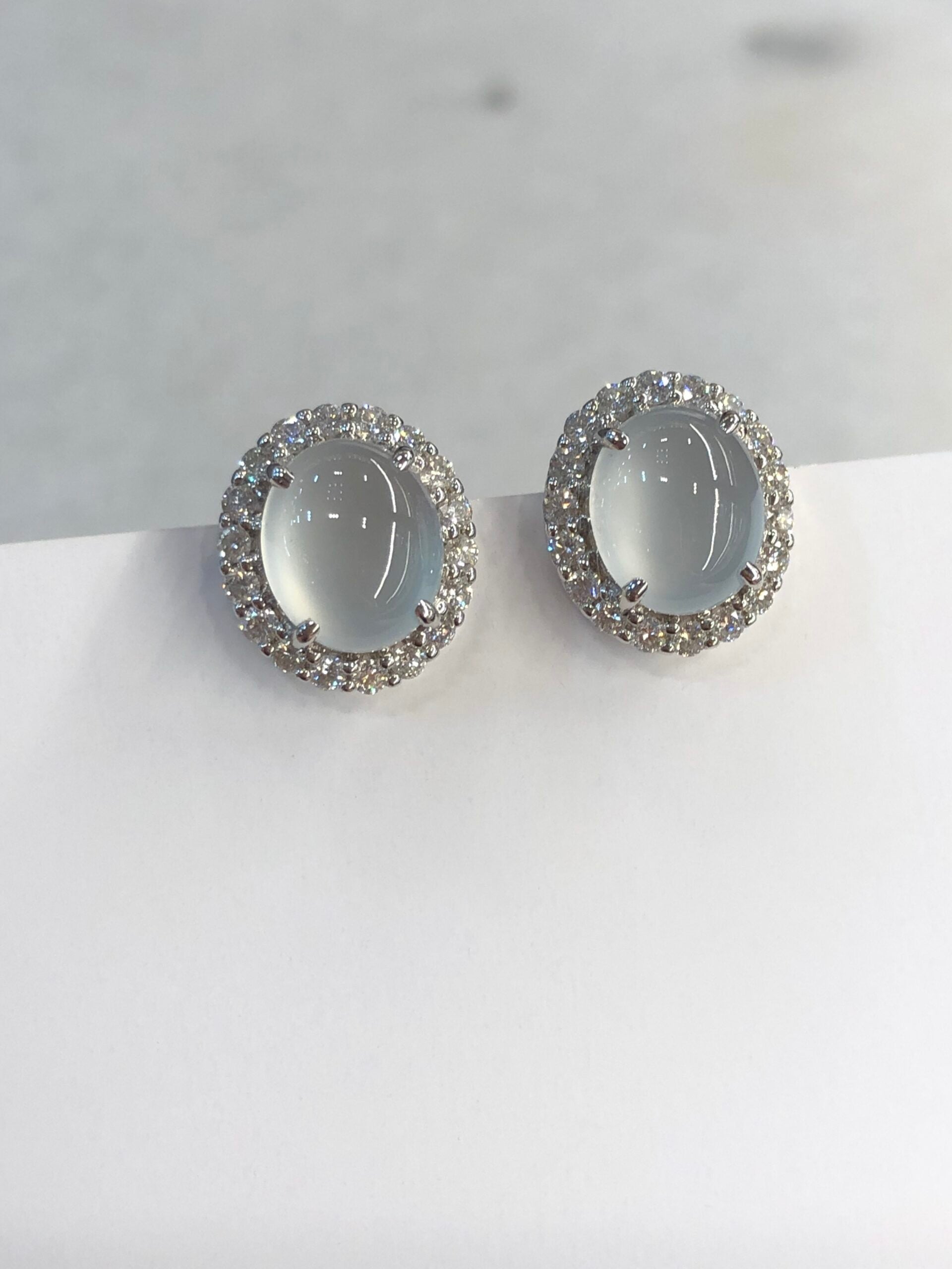 Icy Jade Cabochons Earrings (Glassy Variety)