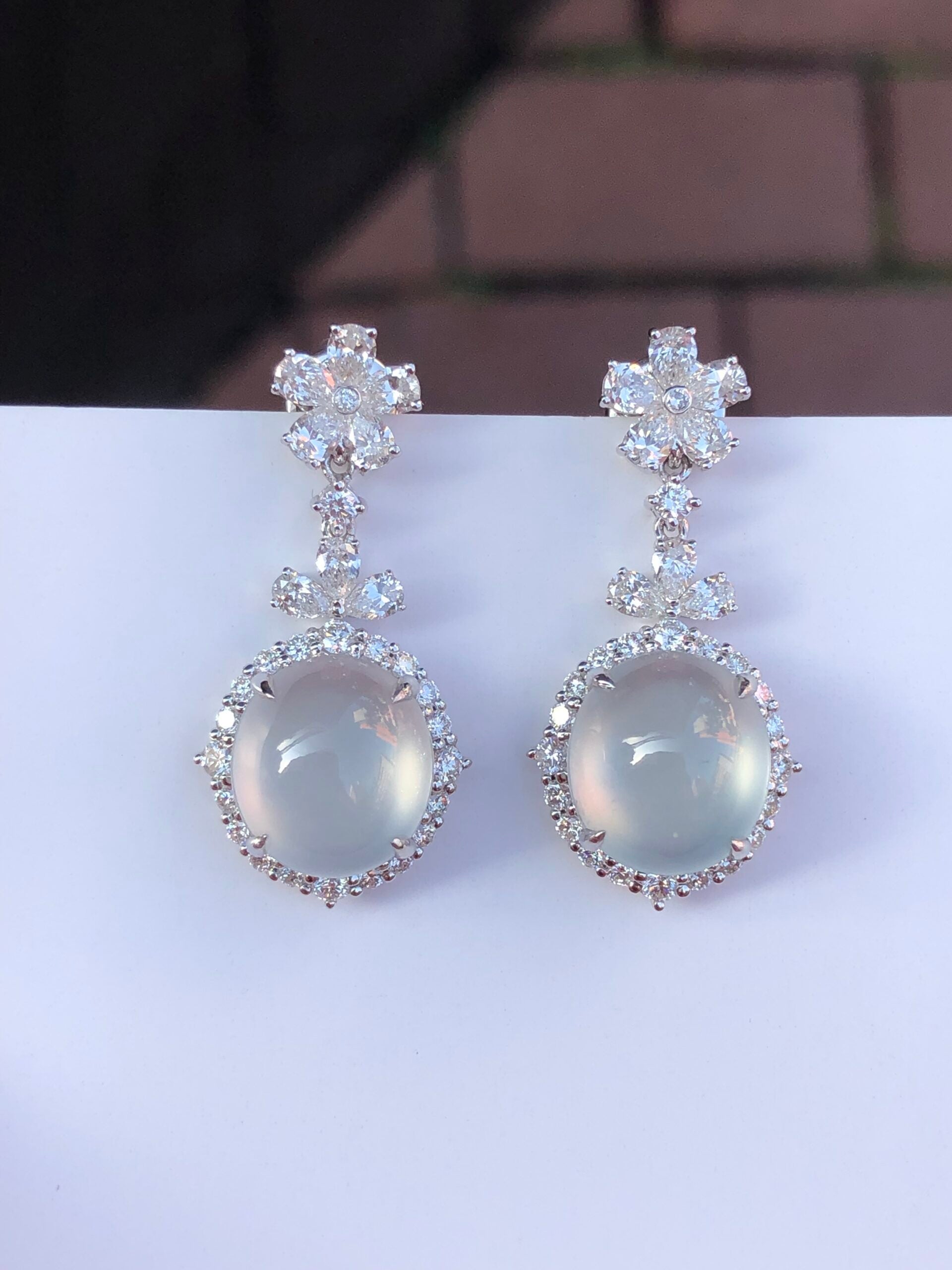 Icy Jade Cabochon Earrings (Glassy Variety)