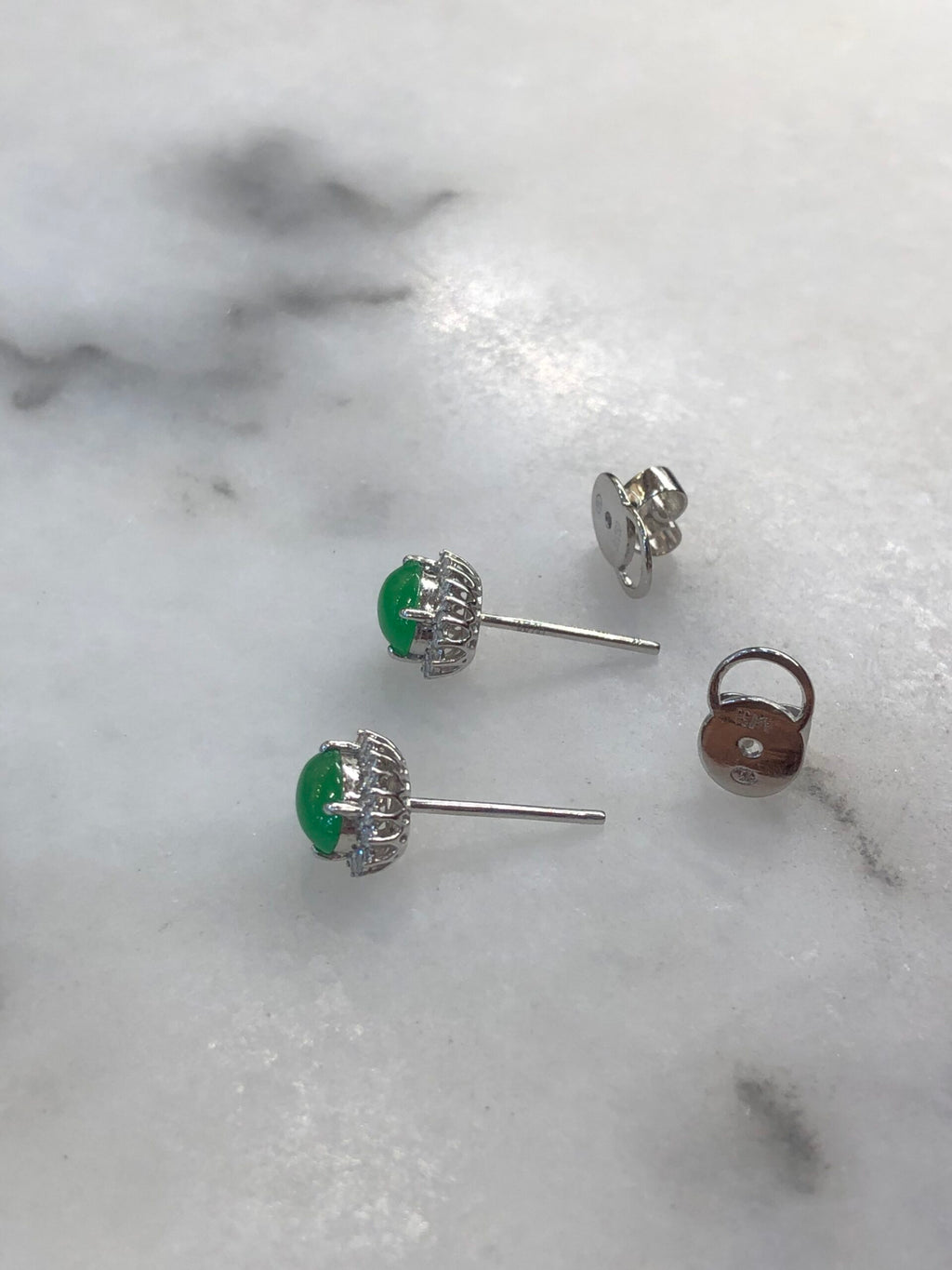 Icy Green Jade Cabochons Earrings