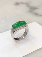 Icy Green Jade Saddle Ring