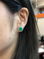 Icy Green Jade Cabochons Earrings
