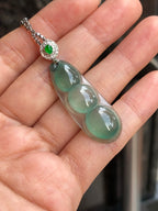 Icy Green Jade Pea Pods Pendant