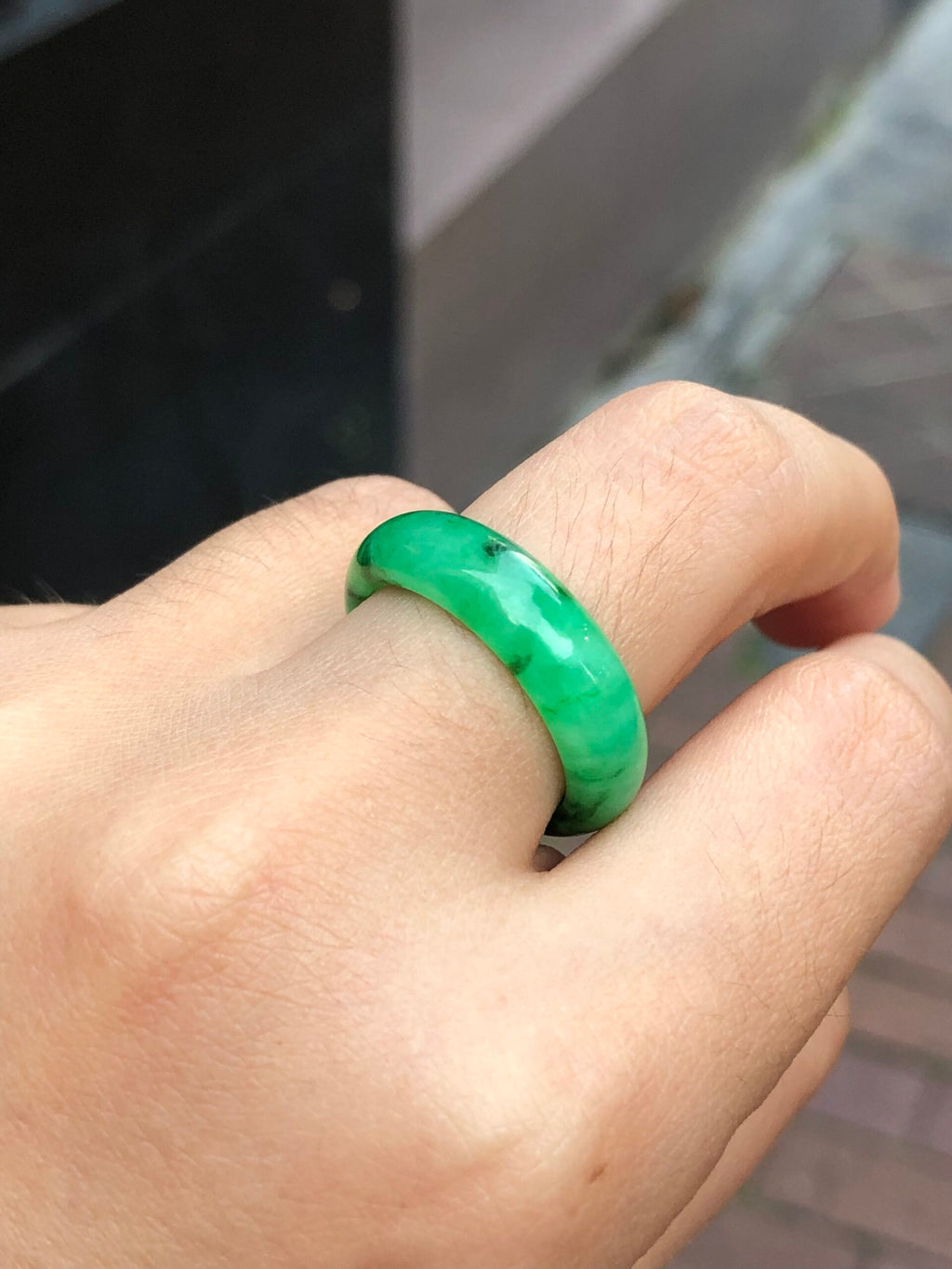 Green Jade Hololith Ring