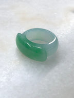 Natural Type A Green Jadeite Saddle Hololith Ring | ClassicJade Singapore Jewellery
