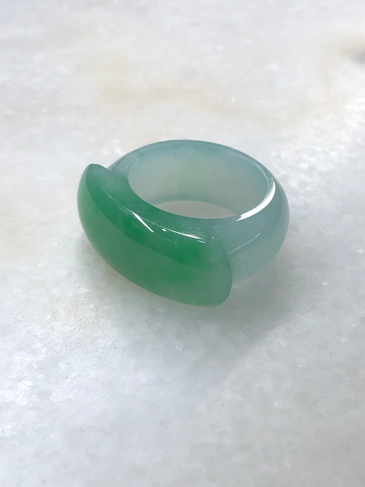Natural Type A Green Jadeite Saddle Hololith Ring | ClassicJade Singapore Jewellery