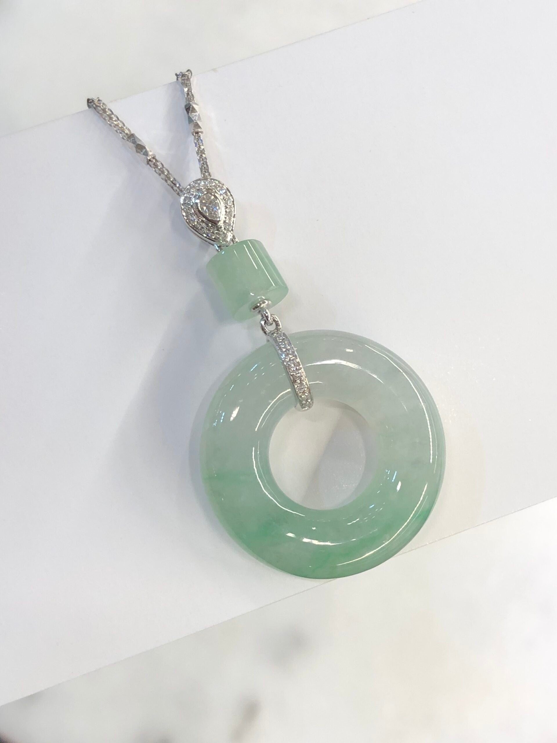 Icy Green Jade Donut Pendant