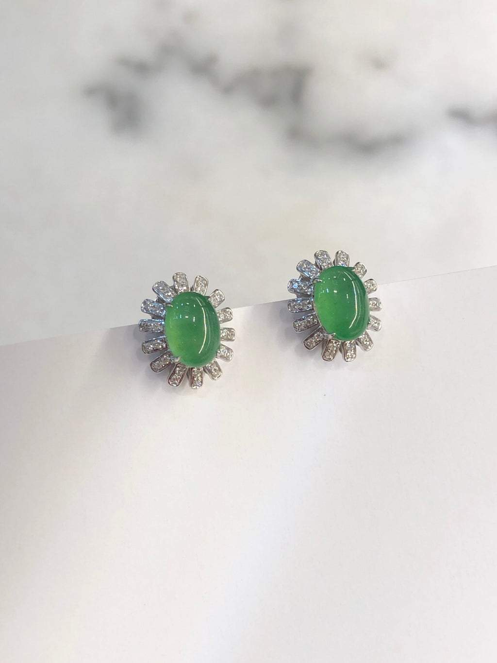 Green Jade Cabochons Earrings
