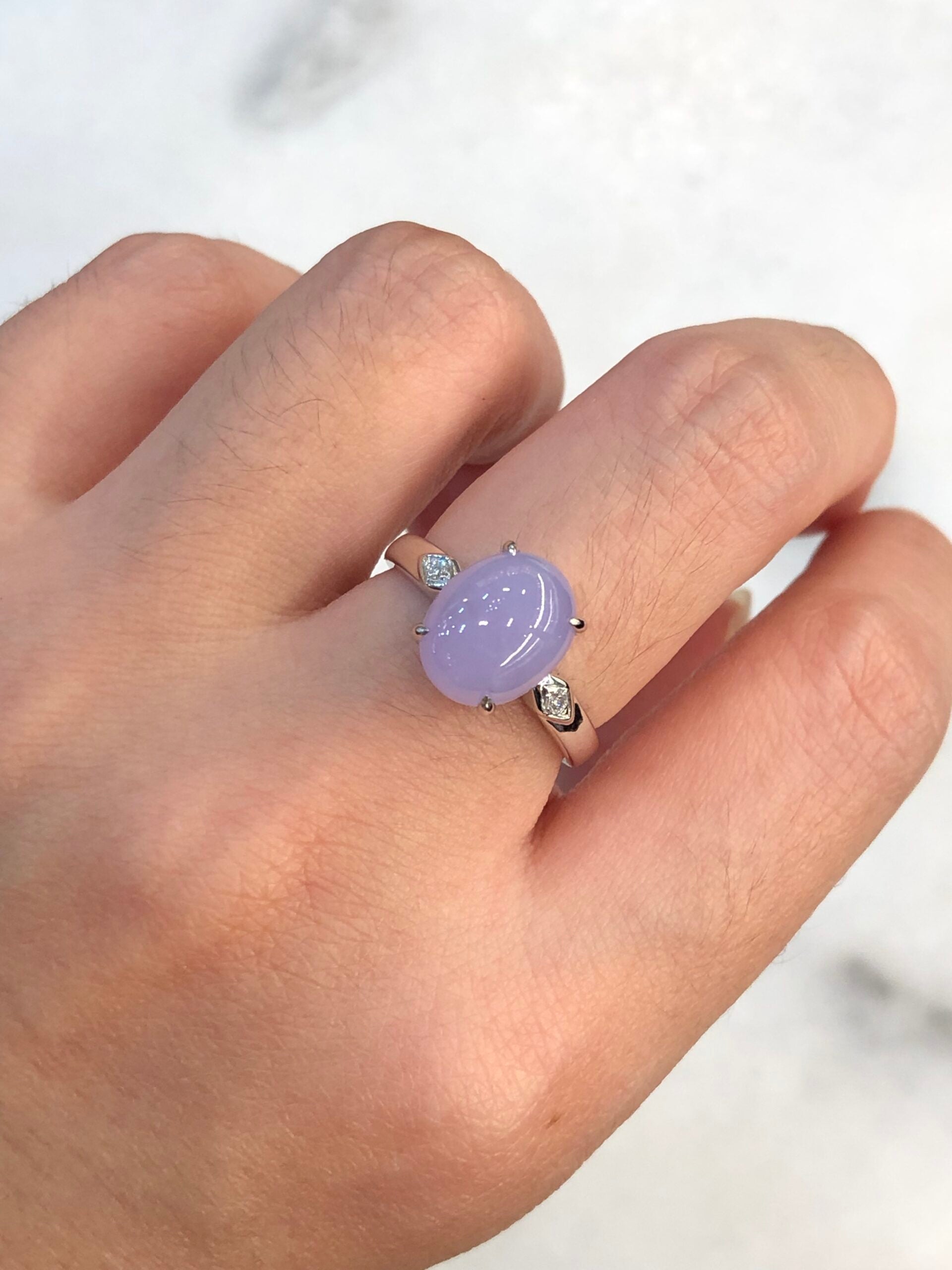 Lavender Jade Cabochon Ring