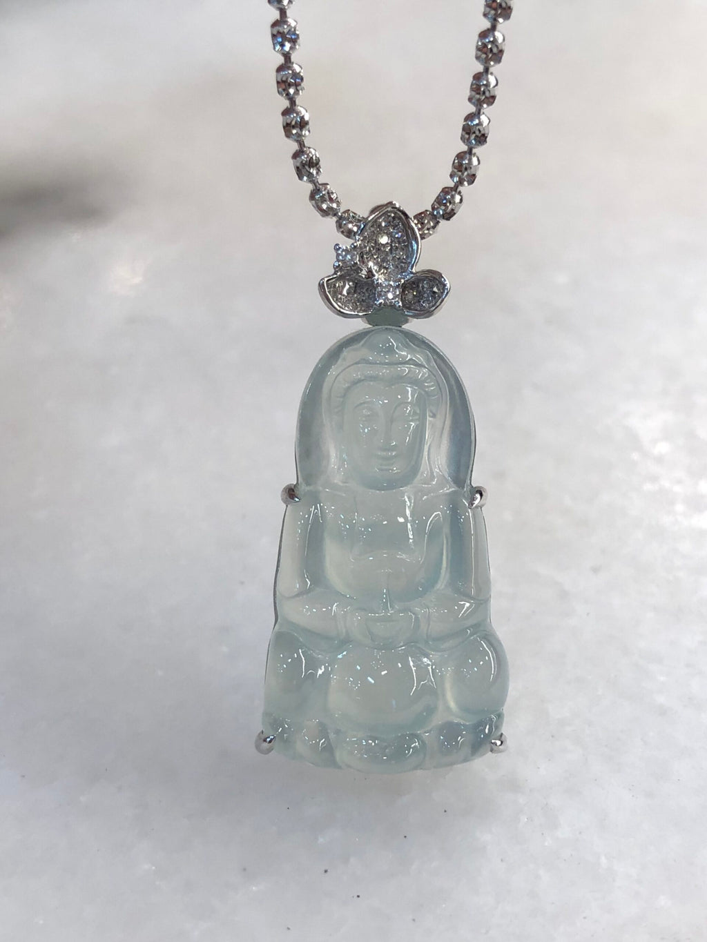 Icy Jade Guan Yin Pendant