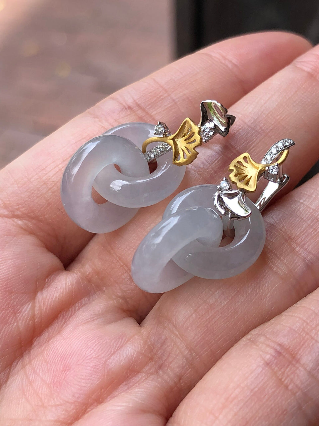 Icy Jade Double Loops Earrings