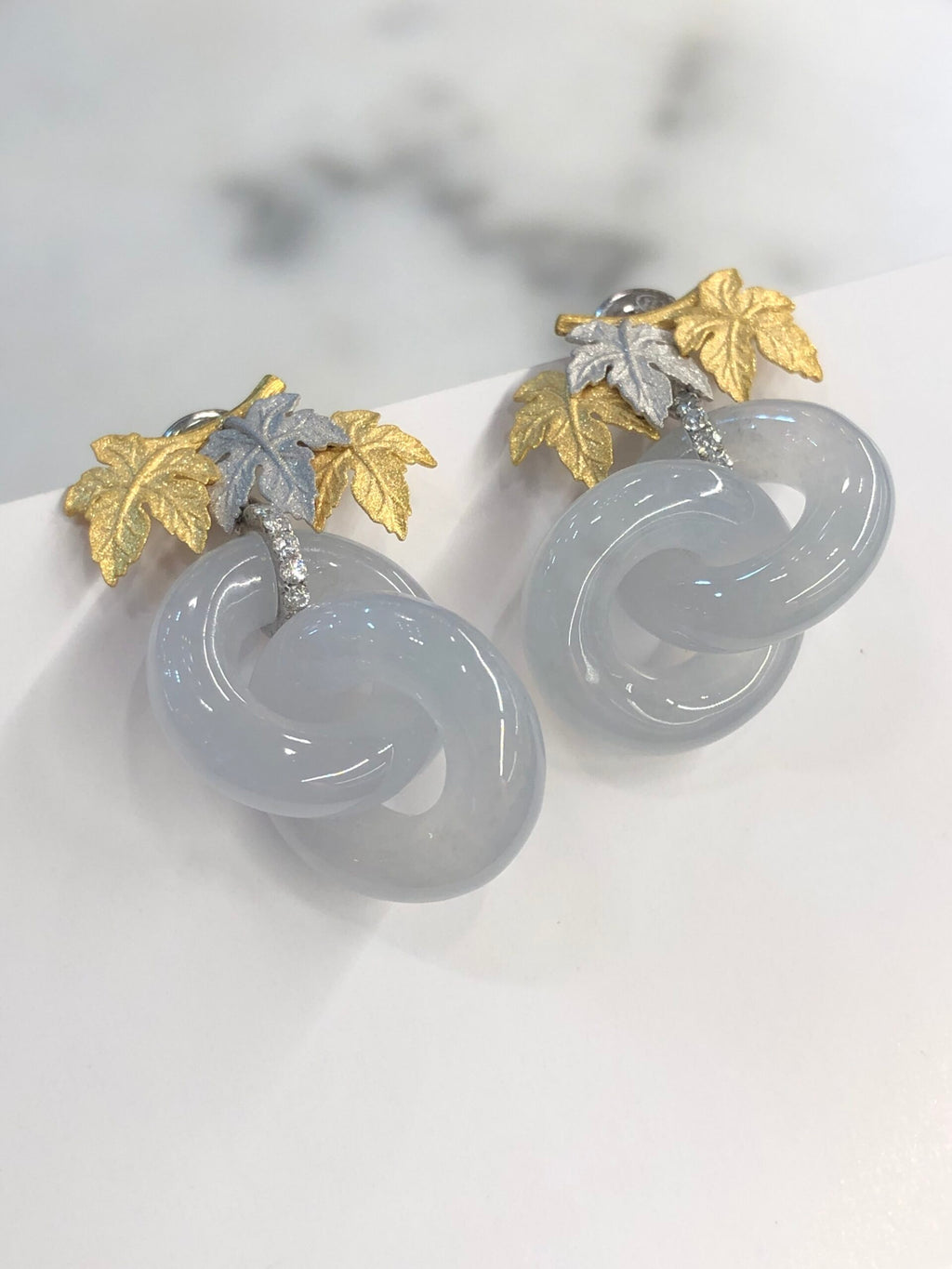 Icy Jade Double Loops Earrings