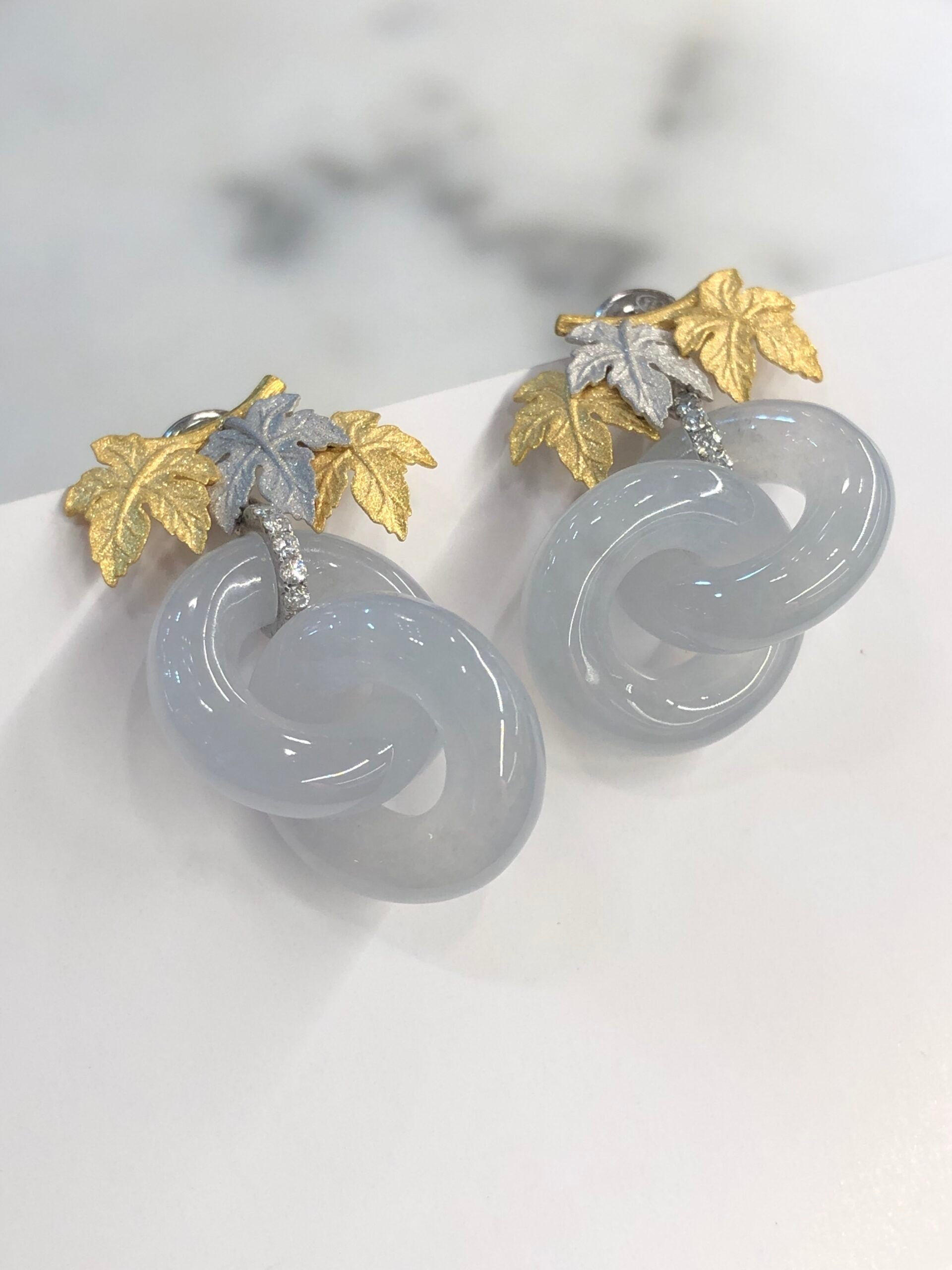 Icy Jade Double Loops Earrings