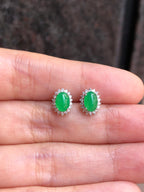 Icy Green Jade Cabochons Earrings
