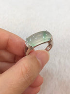 Icy with Green Jade Saddle Ring
