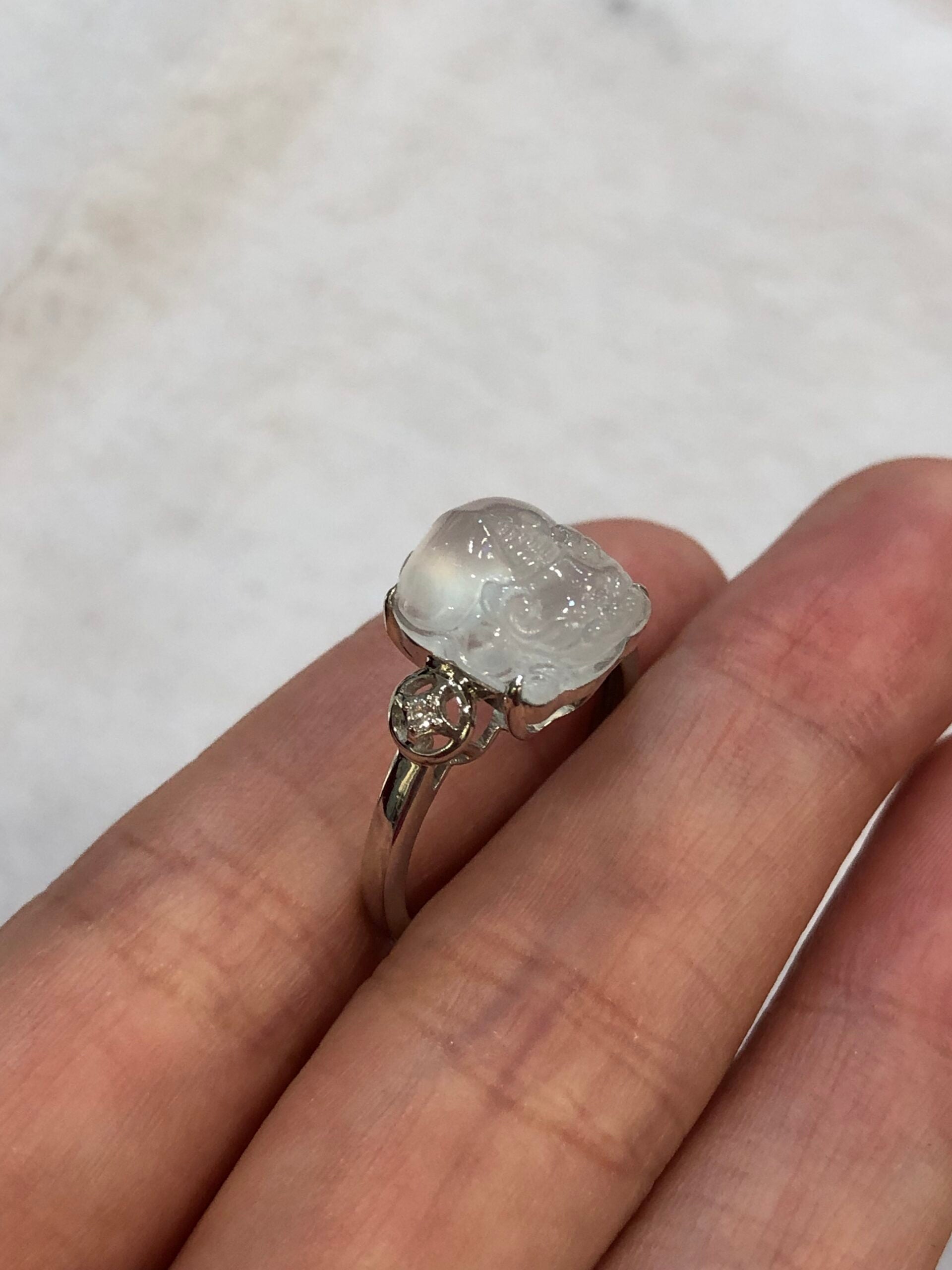 Icy Jade Pixiu Ring