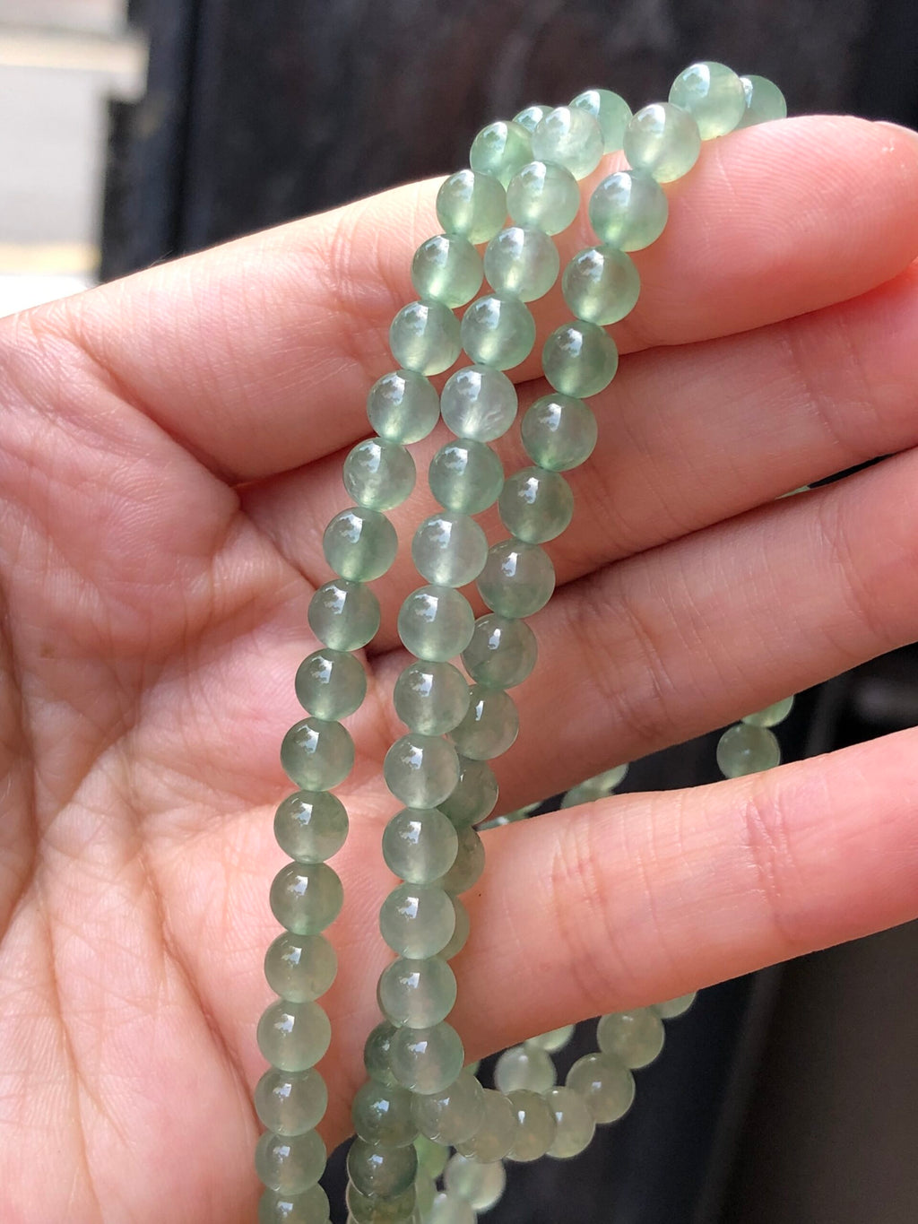 Icy Green Jade Beads Necklace