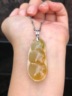 Icy Honey Yellow Jade Pea Pods Pendant