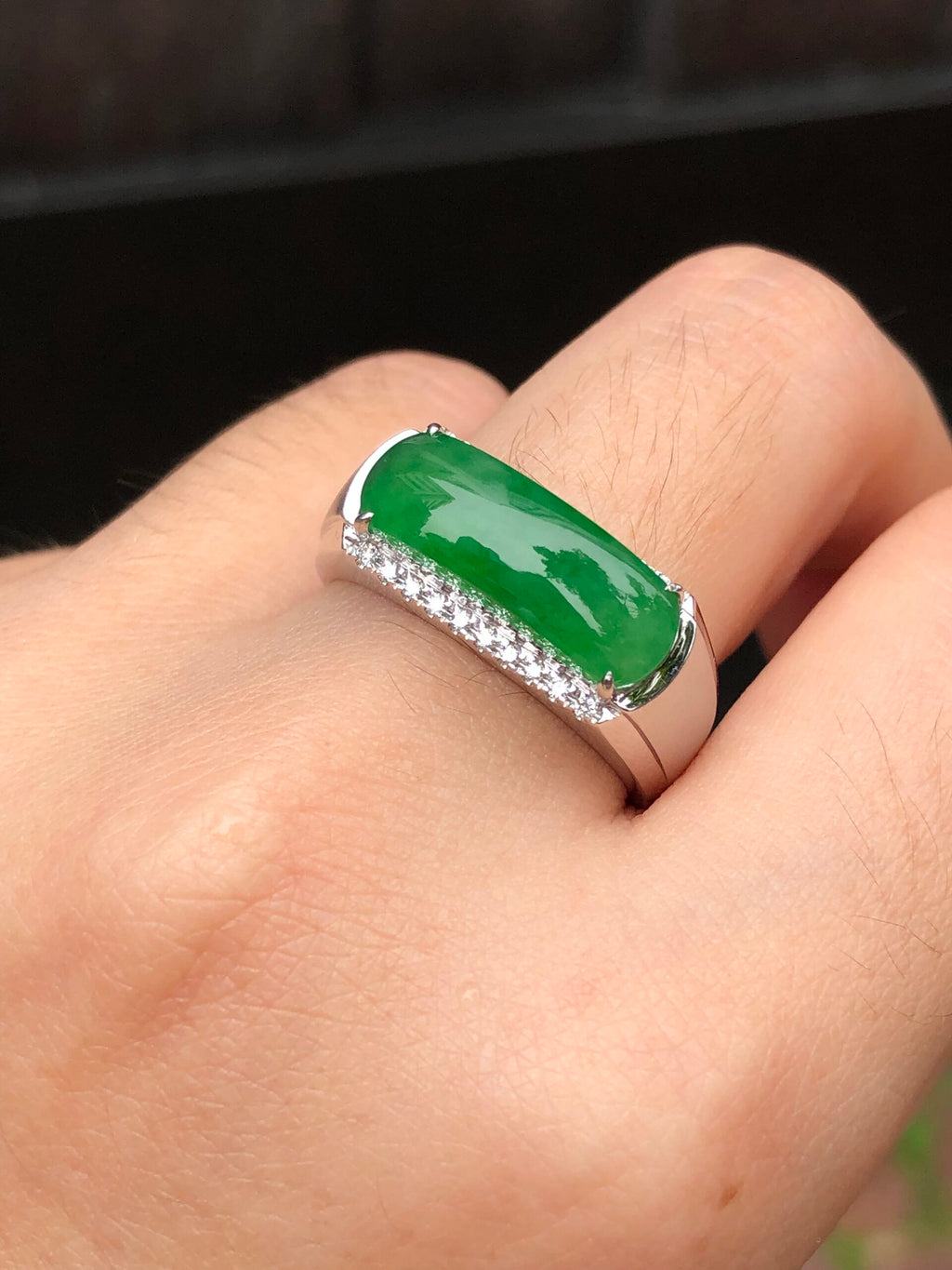 Icy Green Jade Saddle Ring